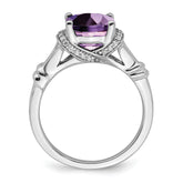 14k White Gold Amethyst and Diamond Ring